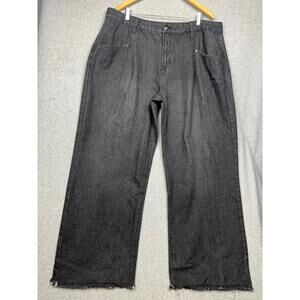 Ashley Stewart WomensUrban Wide Leg Raw Hem Denim Jeans Plus 22 Y2K 90S